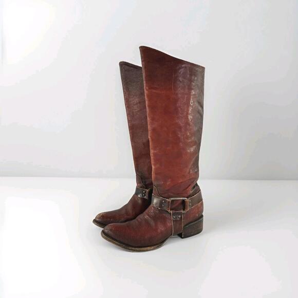 Freebird By Steven Shoes - Freebird by Steven Philly Riding Boot US 9 Brown/Cherry Knee-High Harness Boots